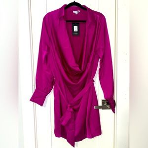 Brand new! Fashion Nova 1X magenta long sleeve mini dress.